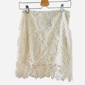 Ambiance Apparel Off White Lace Crochet Knit Mini Skirt